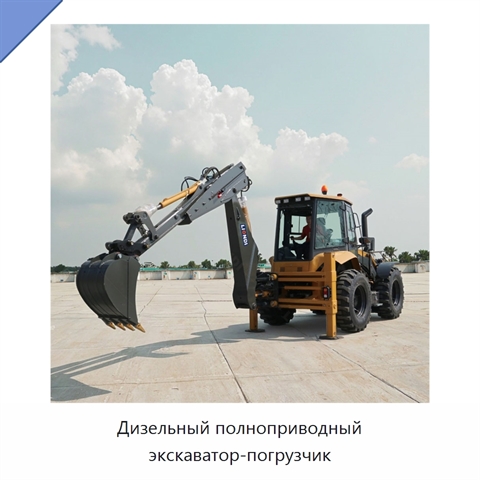 Дизельный полноприводный экскаватор-погрузчик