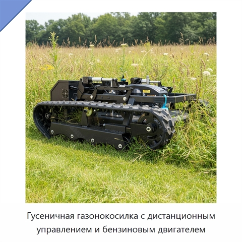 Гусеничная газонокосилка с дистанционным управлением и бензиновым двигателем