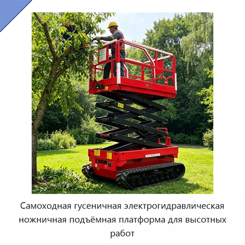 Самоходная гусеничная электрогидравлическая ножничная подъёмная платформа для высотных работ