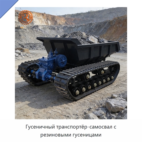 Гусеничный транспортёр-самосвал с резиновыми гусеницами