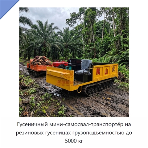 Гусеничный мини-самосвал-транспортёр на резиновых гусеницах грузоподъёмностью до 5000 кг