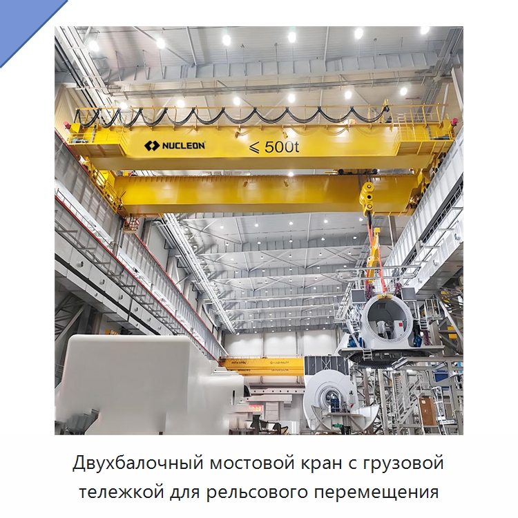 Двухбалочный мостовой кран с грузовой тележкой для рельсового перемещения — Краны