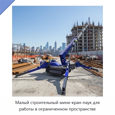 Малый строительный мини-кран-паук для работы в ограниченном пространстве