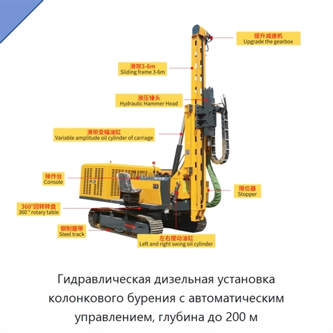 Гидравлическая дизельная установка колонкового бурения с автоматическим управлением, глубина до 200 м