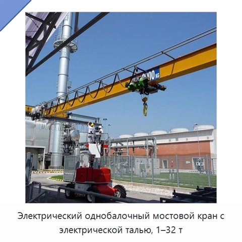 Электрический однобалочный мостовой кран с электрической талью, 1–32 т