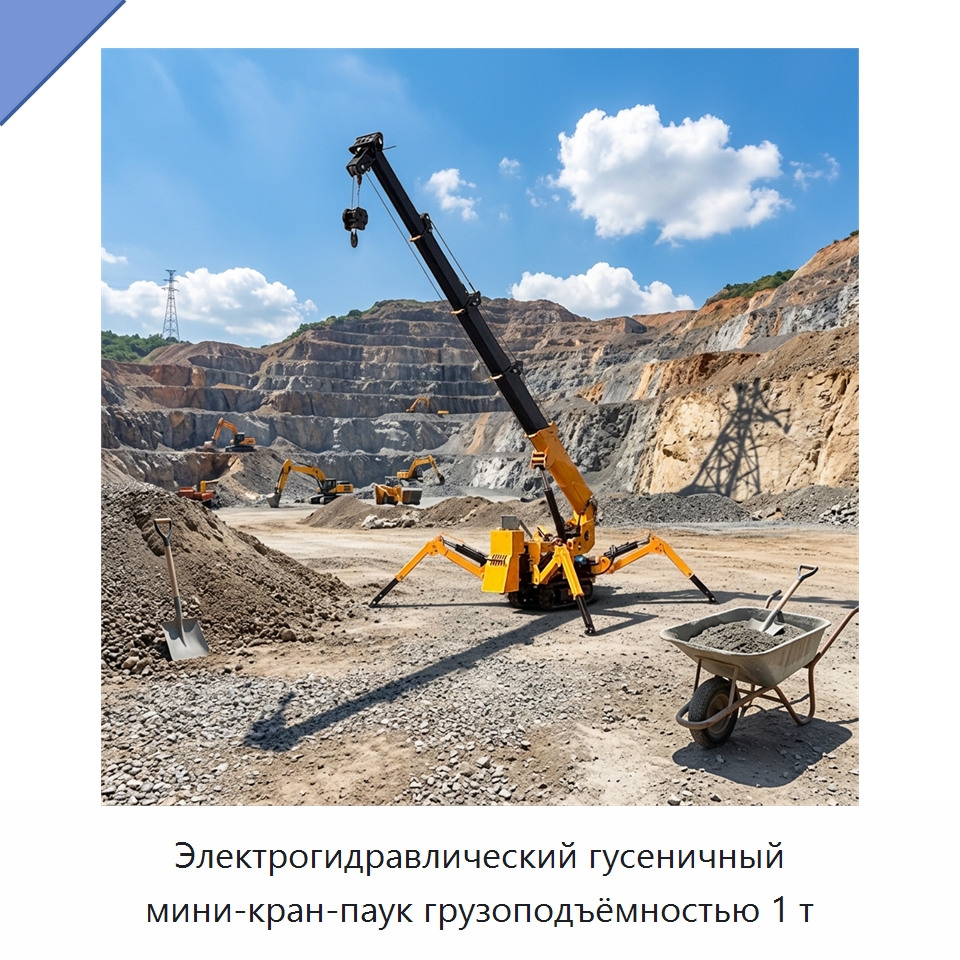 Электрогидравлический гусеничный мини-кран-паук грузоподъёмностью 1 т — Краны