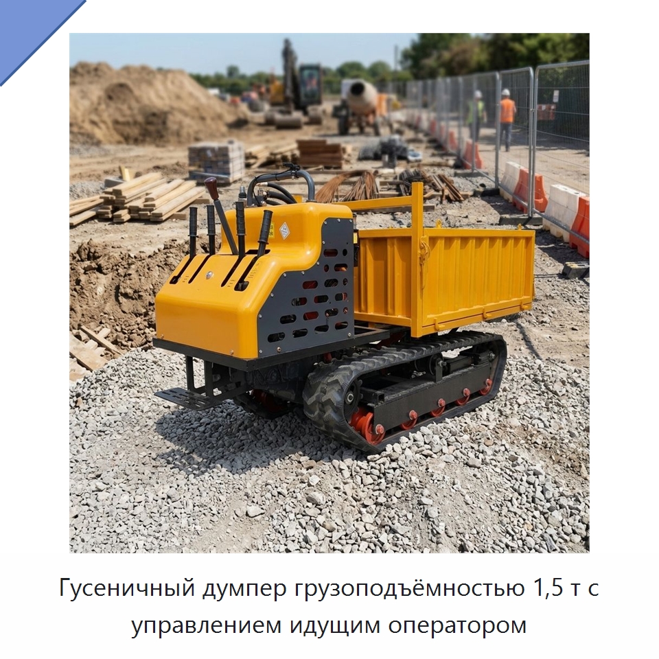 Гусеничный думпер грузоподъёмностью 1,5 т с управлением идущим оператором — Землеройная техника