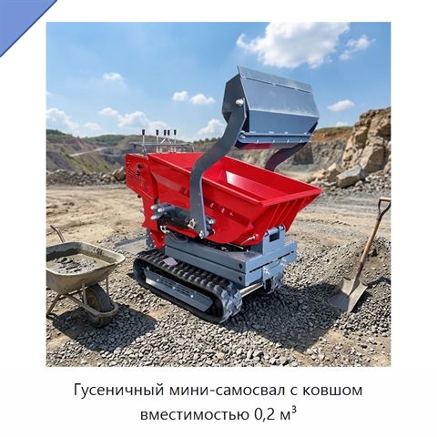 Гусеничный мини-самосвал с ковшом вместимостью 0,2 м³