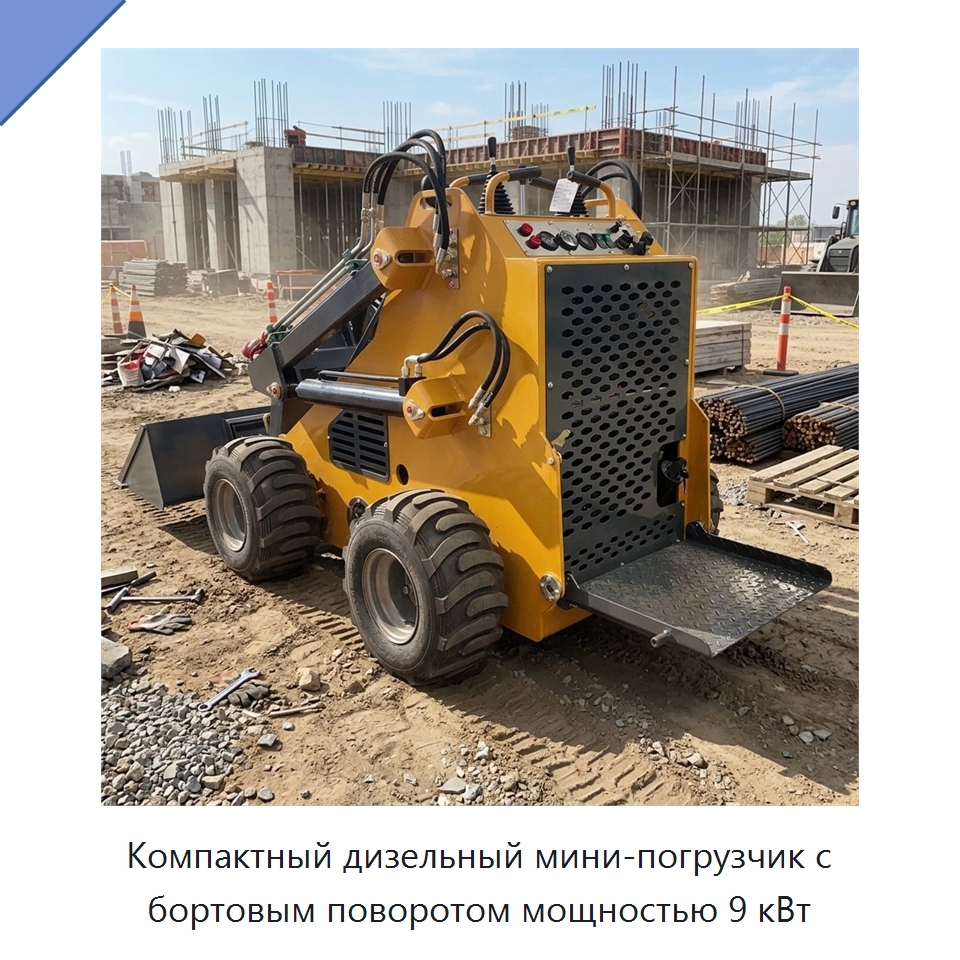 Компактный дизельный мини-погрузчик с бортовым поворотом мощностью 9 кВт — Землеройная техника