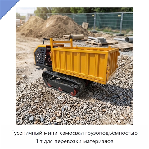 Гусеничный мини-самосвал грузоподъёмностью 1 т для перевозки материалов