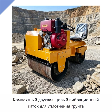 Компактный двухвальцовый вибрационный каток для уплотнения грунта