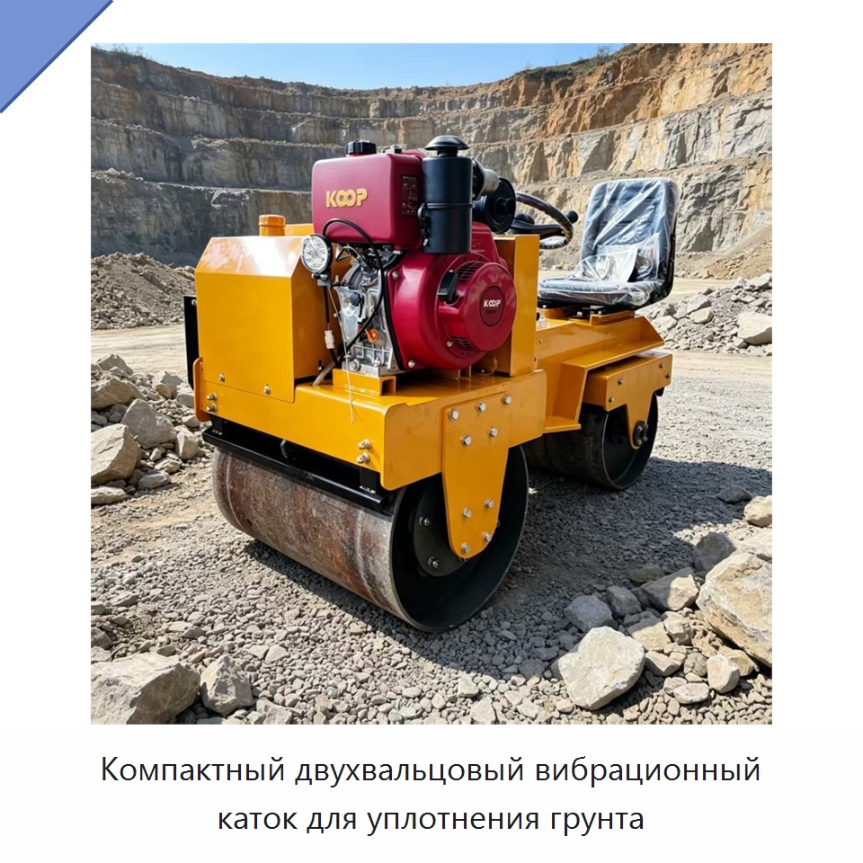 Компактный двухвальцовый вибрационный каток для уплотнения грунта — Дорожная техника