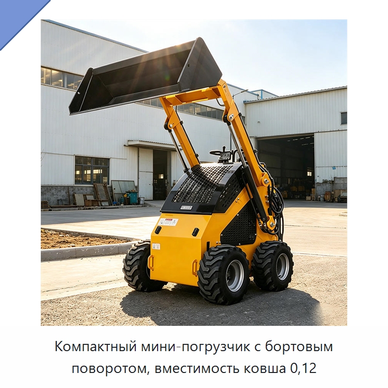 Компактный мини-погрузчик с бортовым поворотом, вместимость ковша 0,12 — Землеройная техника