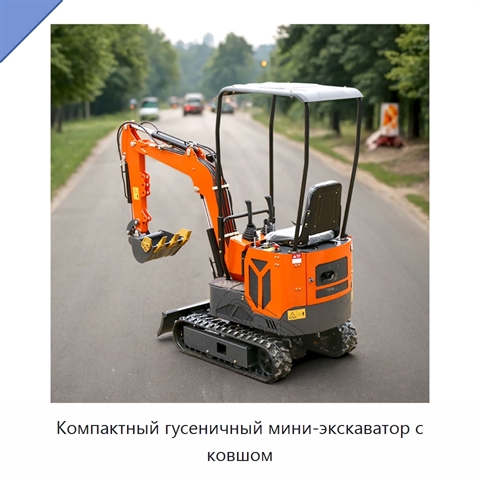 Компактный гусеничный мини-экскаватор с ковшом