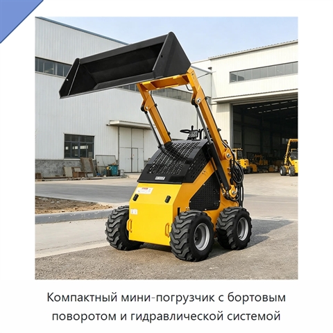 Компактный мини-погрузчик с бортовым поворотом и гидравлической системой