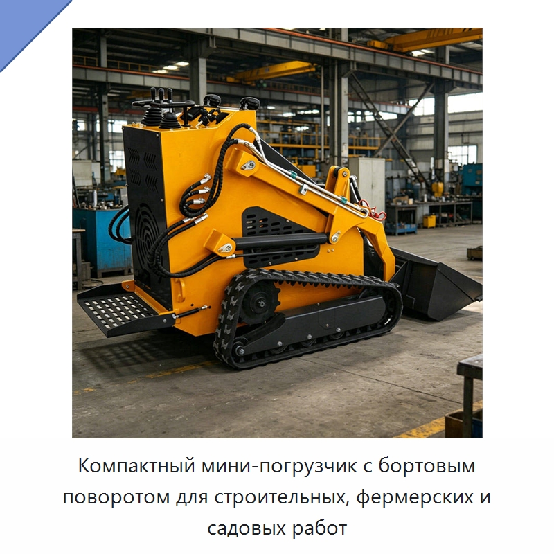 Компактный мини-погрузчик с бортовым поворотом для строительных, фермерских и садовых работ — Землеройная техника