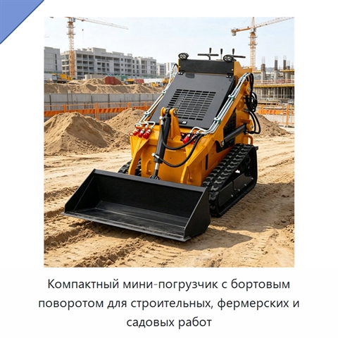 Компактный мини-погрузчик с бортовым поворотом для строительных, фермерских и садовых работ