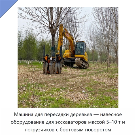 Машина для пересадки деревьев — навесное оборудование для экскаваторов массой 5–10 т и погрузчиков с бортовым поворотом