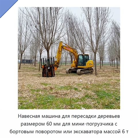 Навесная машина для пересадки деревьев размером 60 мм для мини-погрузчика с бортовым поворотом или экскаватора массой 6 т
