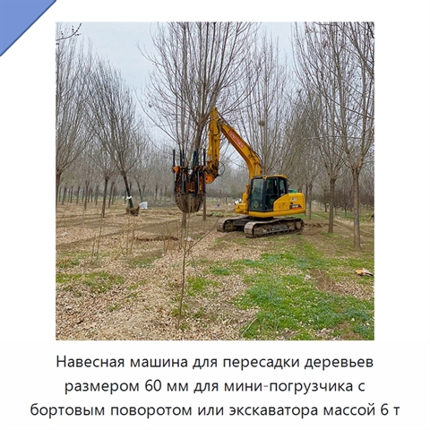 Навесная машина для пересадки деревьев размером 60 мм для мини-погрузчика с бортовым поворотом или экскаватора массой 6 т