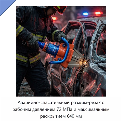Аварийно-спасательный разжим-резак с рабочим давлением 72 МПа и максимальным раскрытием 640 мм