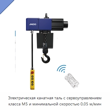 Электрическая канатная таль с сервоуправлением класса M5 и минимальной скоростью 0,05 м/мин