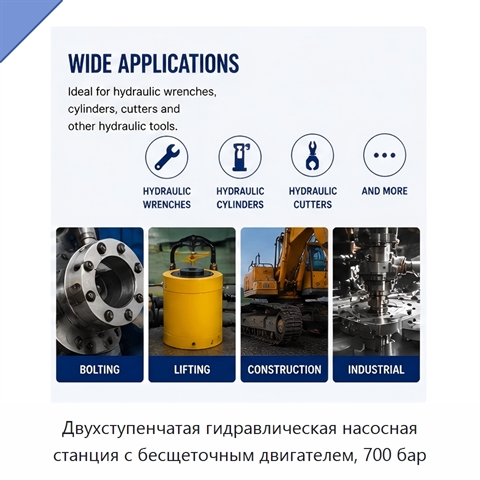 Двухступенчатая гидравлическая насосная станция с бесщеточным двигателем, 700 бар