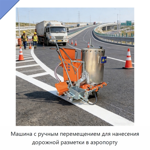 Машина с ручным перемещением для нанесения дорожной разметки в аэропорту