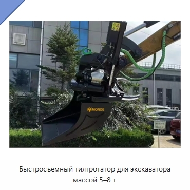 Быстросъёмный тилтротатор для экскаватора массой 5–8 т