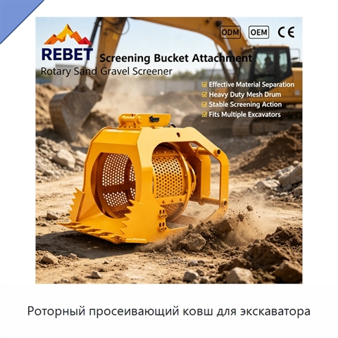 Роторный просеивающий ковш для экскаватора