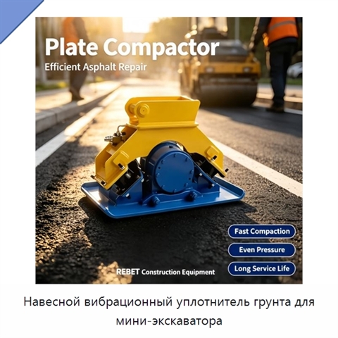 Навесной вибрационный уплотнитель грунта для мини-экскаватора