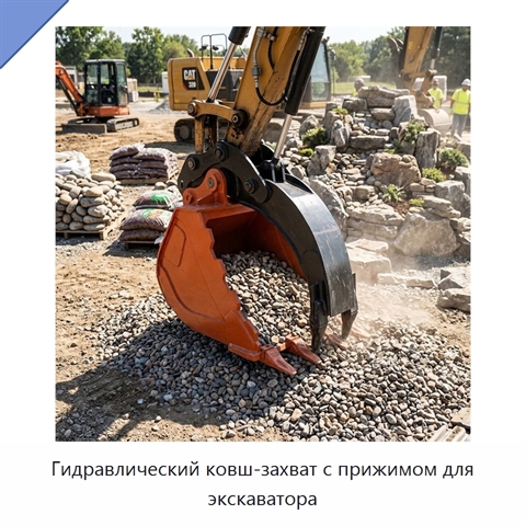 Гидравлический ковш-захват с прижимом для экскаватора