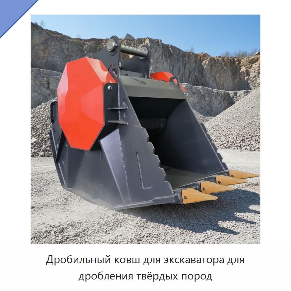 Дробильный ковш для экскаватора для дробления твёрдых пород — Строительная техника