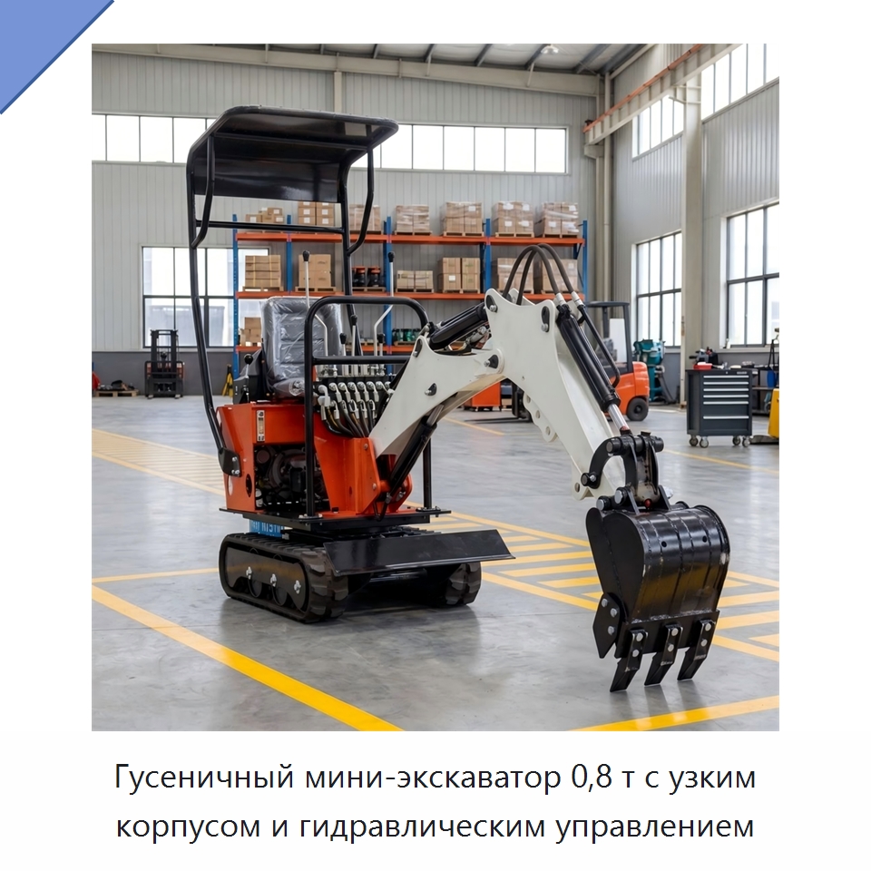 Гусеничный мини-экскаватор 0,8 т с узким корпусом и гидравлическим управлением — Землеройная техника
