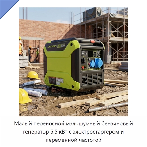 Малый переносной малошумный бензиновый генератор 5,5 кВт с электростартером и переменной частотой
