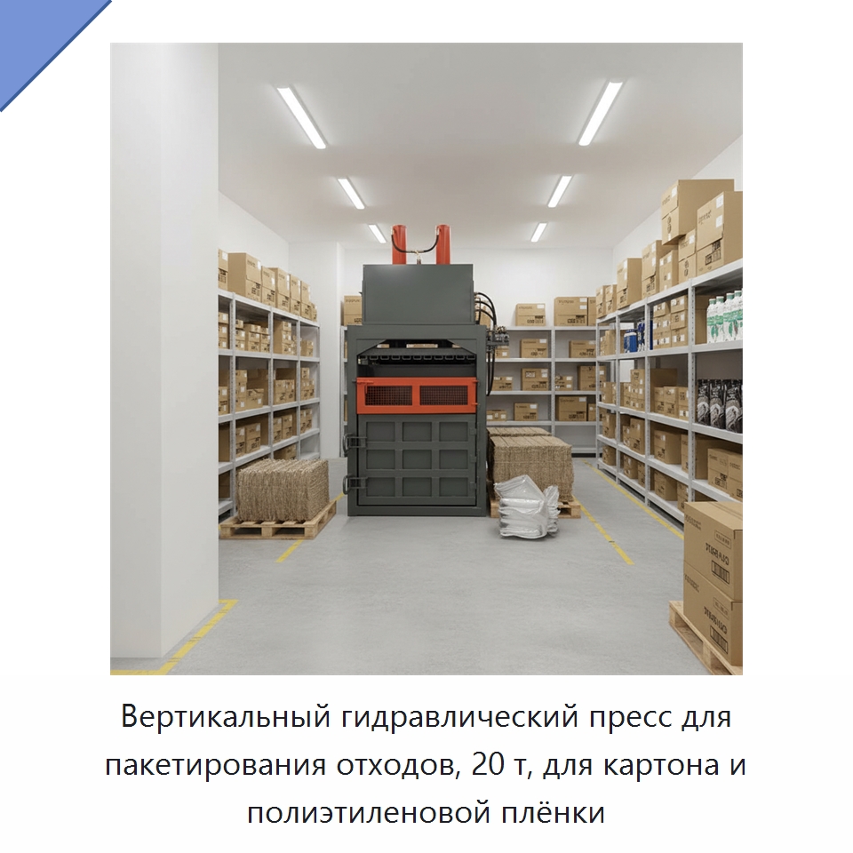 Вертикальный гидравлический пресс для пакетирования отходов, 20 т, для картона и полиэтиленовой плёнки — Пакетировочные прессы