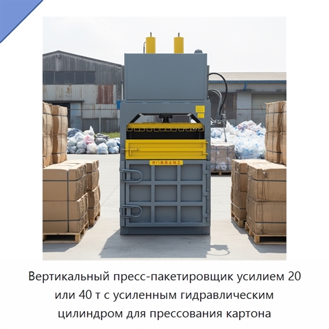 Вертикальный пресс-пакетировщик усилием 20 или 40 т с усиленным гидравлическим цилиндром для прессования картона