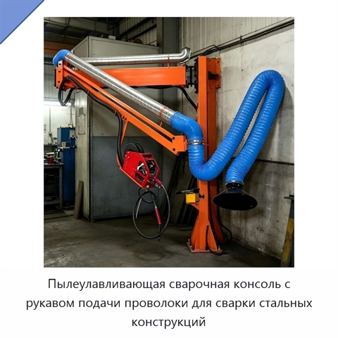 Пылеулавливающая сварочная консоль с рукавом подачи проволоки для сварки стальных конструкций