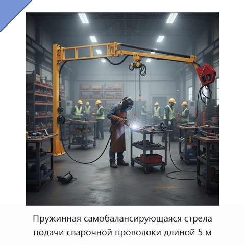 Пружинная самобалансирующаяся стрела подачи сварочной проволоки длиной 5 м