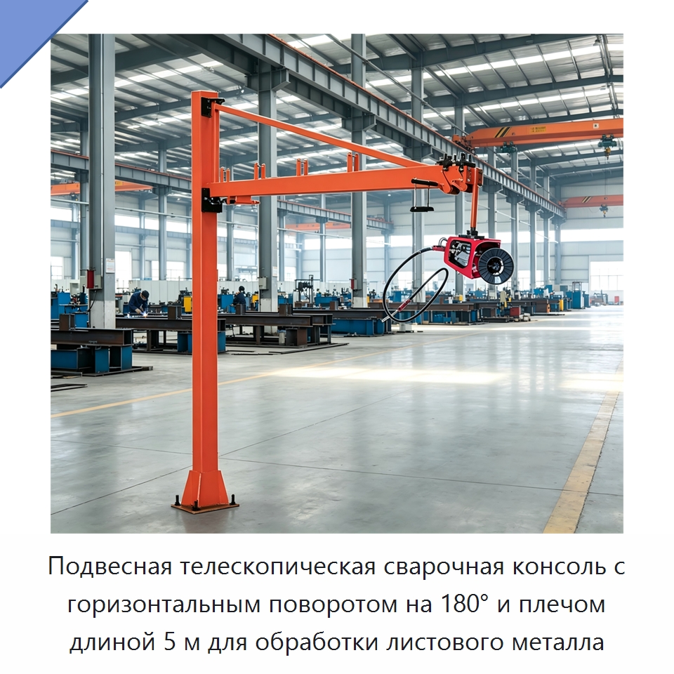 Подвесная телескопическая сварочная консоль с горизонтальным поворотом на 180° и плечом длиной 5 м для обработки листового металла — Сварочные принадлежности и вспомогательное оборудование
