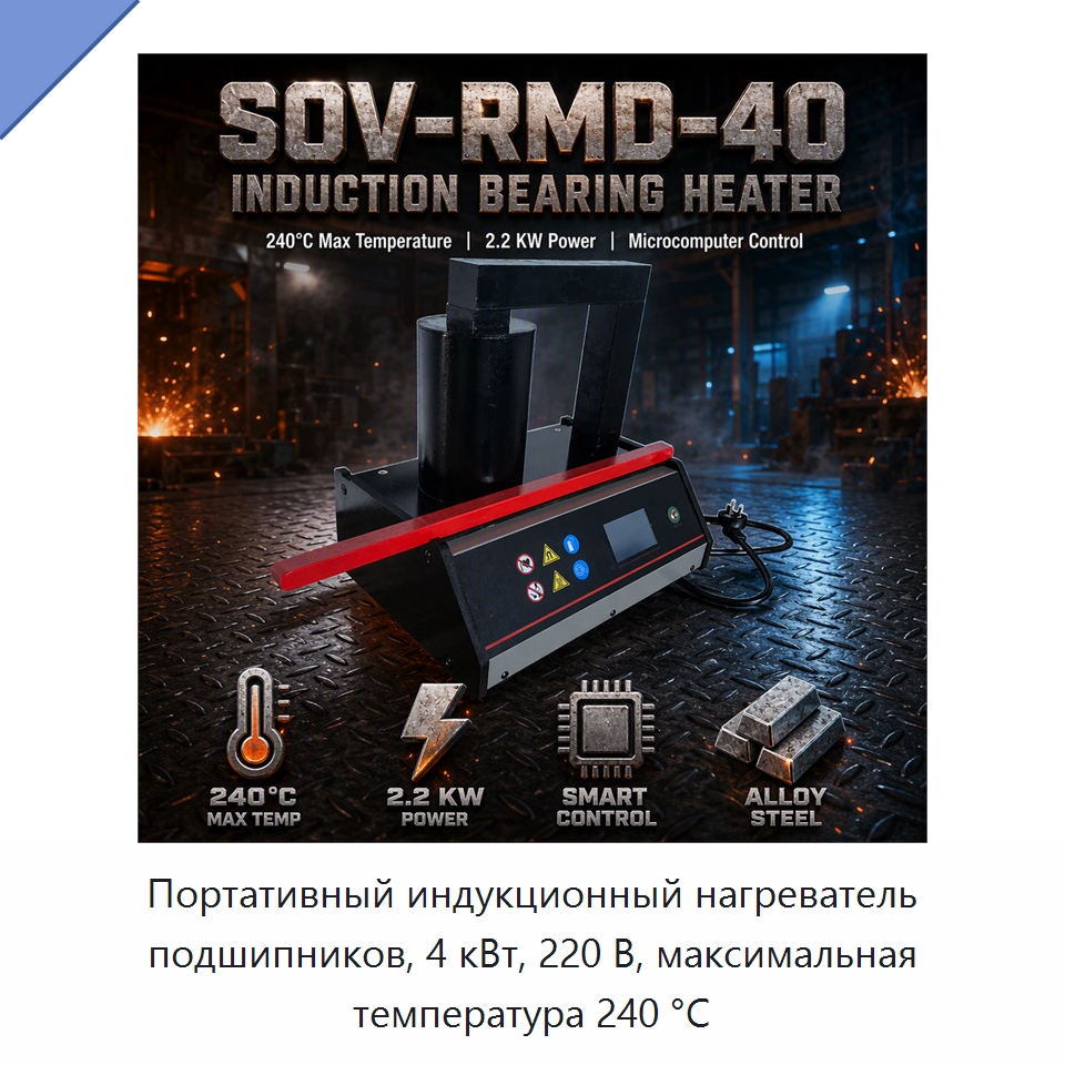 Портативный индукционный нагреватель подшипников, 4 кВт, 220 В, максимальная температура 240 °C — Отопительное оборудование