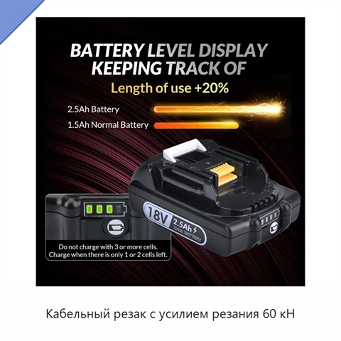 Кабельный резак с усилием резания 60 кН