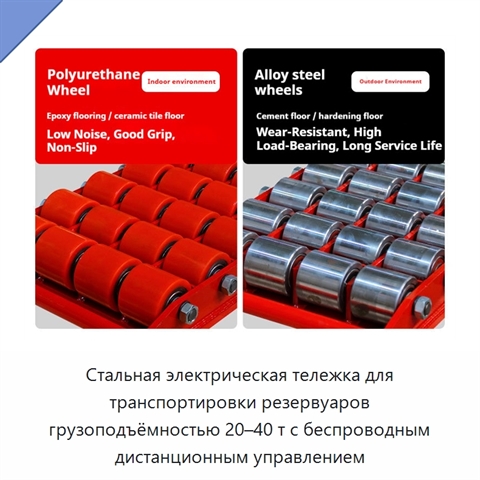 Стальная электрическая тележка для транспортировки резервуаров грузоподъёмностью 20–40 т с беспроводным дистанционным управлением