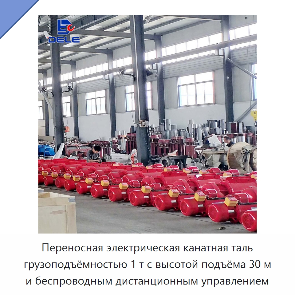 Переносная электрическая канатная таль грузоподъёмностью 1 т с высотой подъёма 30 м и беспроводным дистанционным управлением — Электротали