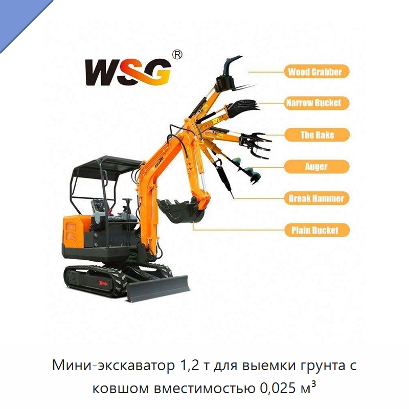 Мини-экскаватор 1,2 т для выемки грунта с ковшом вместимостью 0,025 м³ — Землеройная техника