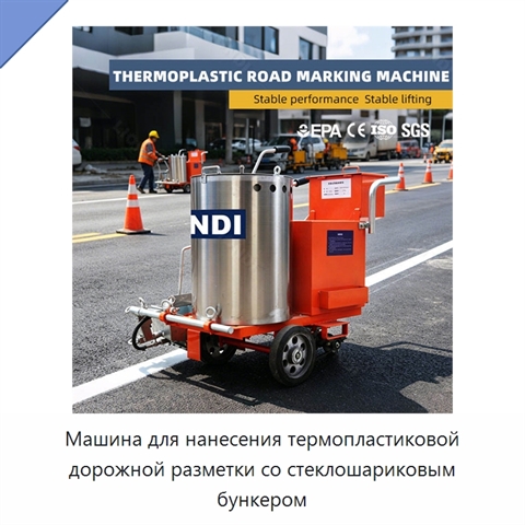 Машина для нанесения термопластиковой дорожной разметки со стеклошариковым бункером