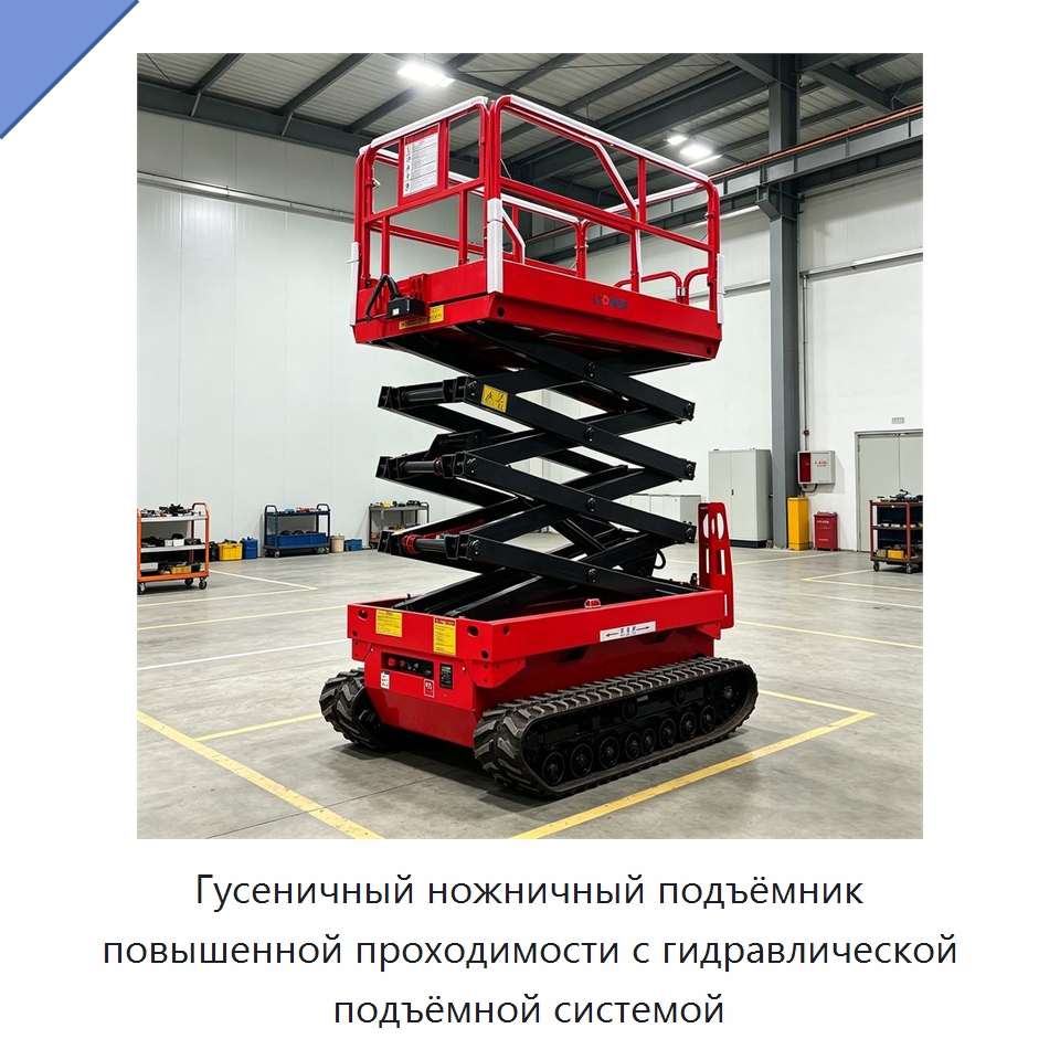 Гусеничный ножничный подъёмник повышенной проходимости с гидравлической подъёмной системой — Подъемные столы