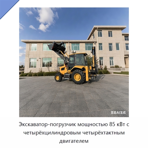 Экскаватор-погрузчик мощностью 85 кВт с четырёхцилиндровым четырёхтактным двигателем