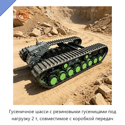 Гусеничное шасси с резиновыми гусеницами под нагрузку 2 т, совместимое с коробкой передач