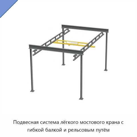 Подвесная система лёгкого мостового крана с гибкой балкой и рельсовым путём